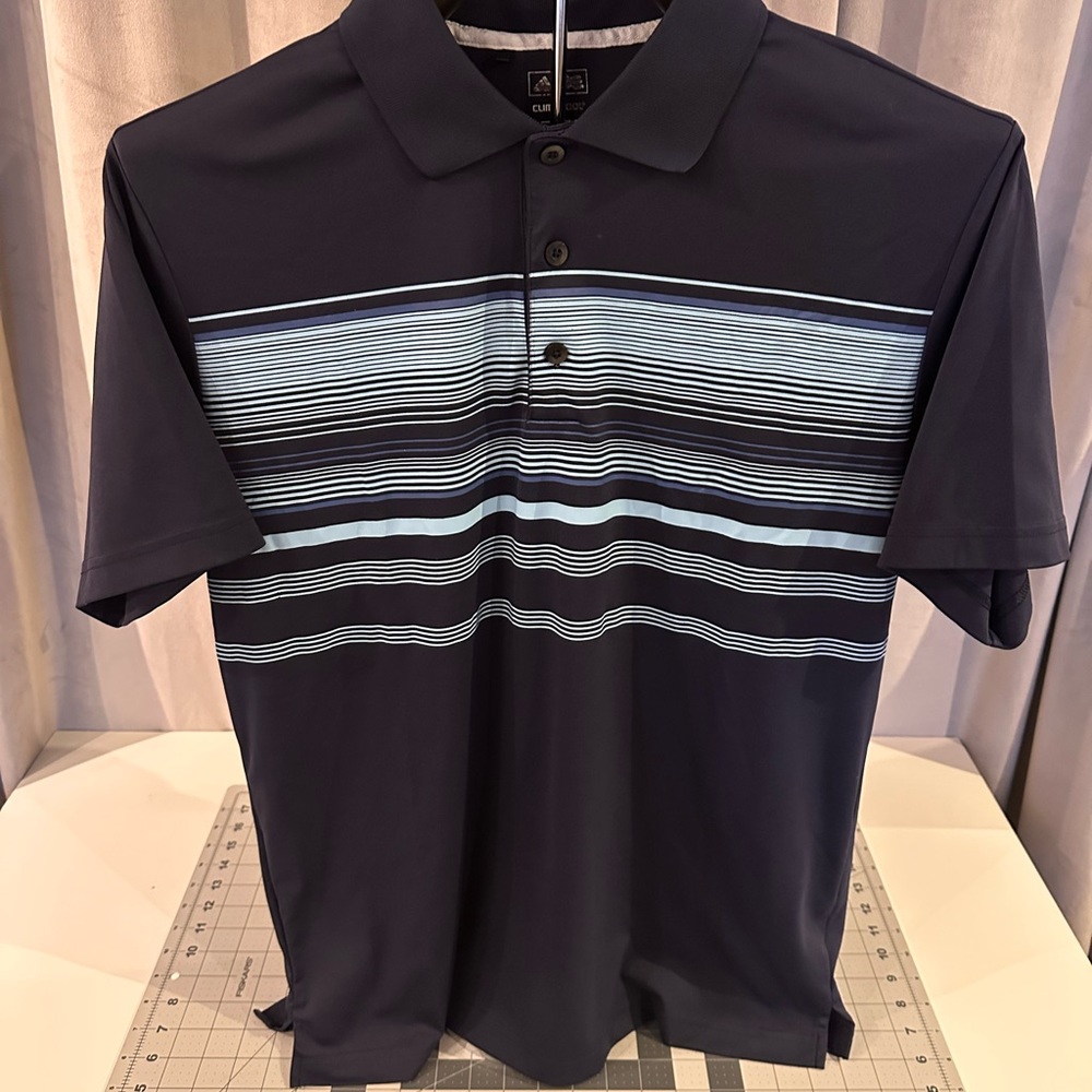adidas Dark Blue Striped Polo Shirt